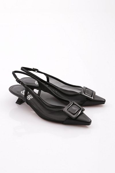 DGN 6355 Pantofi cu toc cu cataramă pentru femei, negri