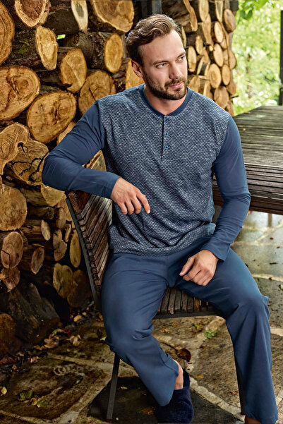 andredimoda Σετ ανδρικές πιτζάμες - 100% βαμβάκι, εποχιακό και ανθρακί γκρι τόνος