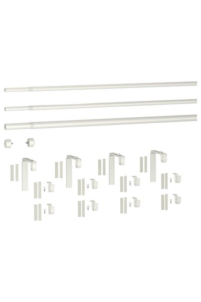 erorex Triple curtain rod combination, white, 120-210 cm