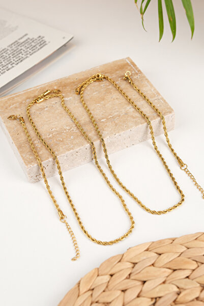 Jack Ferrero ÇELİK TAKIM  KOLYE ALTIN KAPLAMA RENK ATMAZ