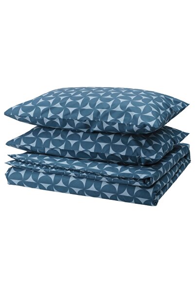 erorex غطاء لحاف و2 كيس وسادة، أزرق غامق/أزرق فاتح، 240×220/50×80 سم