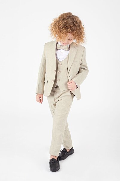 Terry Kids Boy's Slim Suit with Bow Tie and Vest