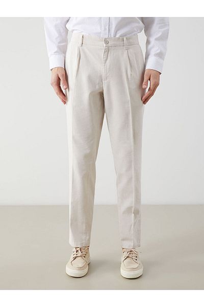 LC Waikiki Ανδρικό παντελόνι LCW Vision Beige Standard Fit Linen Blend