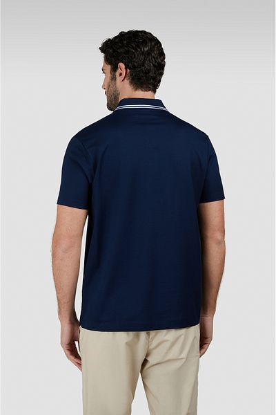 PAUL&SHARK Men's Polo Neck Short Sleeve Neckline Print Navy Blue Polo Neck T-Shirt 25411203 -013