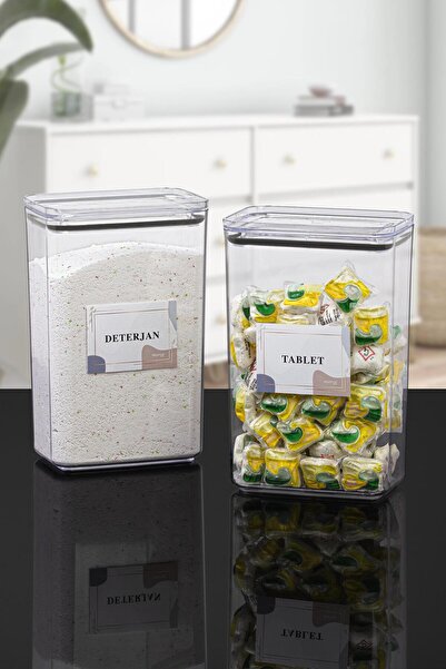 Okyanus Home Detergent-tablet 2 Pieces Vacuum Rectangular 3.1 Lt Storage Container