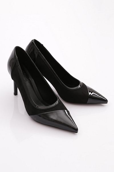 DGN 1062 Pantofi de damă cu toc înalt din piele intoarsa neagra