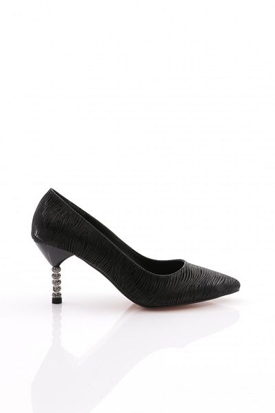 DGN Pantofi cu toc de damă cu dungi negre 2173122621