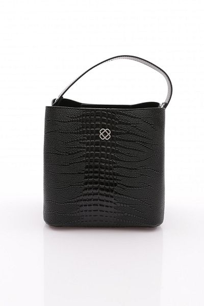 DGN Black Crocodile Women's Bag - Back with Pocket Detail 41653431