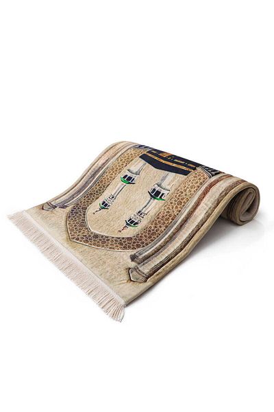 Bursa İpek Beige Quilted Sponge Prayer Rug