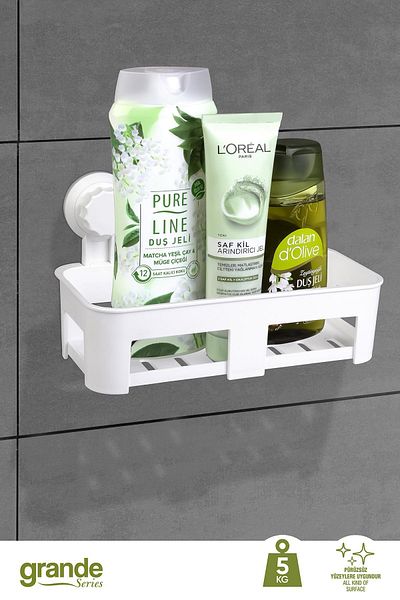 Okyanus Home Grande Rectangular Shampoo Rack - 2 Λειτουργίες, Επικόλληση και Βιδωτό αποτέλεσμα