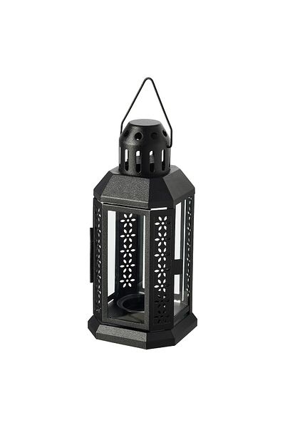 erorex Lantern for tealight, in/outdoor, black, 22 cm