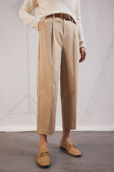 DeFacto Karotten-Fit-Winterhose mit hoher Taille und plissiertem, schmalem Bein – Basic-Modell mit Gürtel