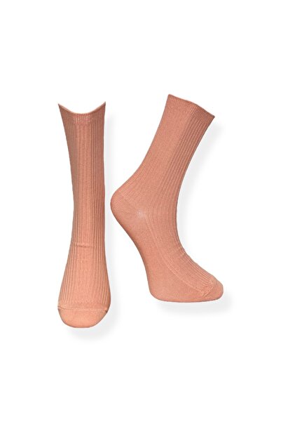 Mevo Tekli Unisex Koyu Pudra Renkli Esnek Nem Alabilen Pamuklu Çorap