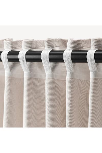 erorex Curtains, 1 pair, with heading tape/beige, 145x300 cm