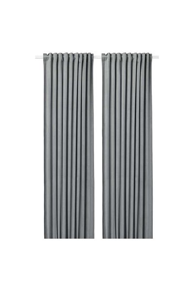 erorex Curtains, 1 pair, with heading tape/grey, 135x300 cm