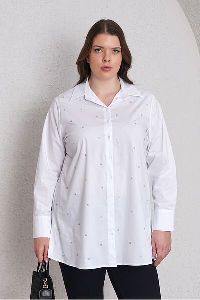 Büyük Moda Stone Embroidered Cotton Shirt