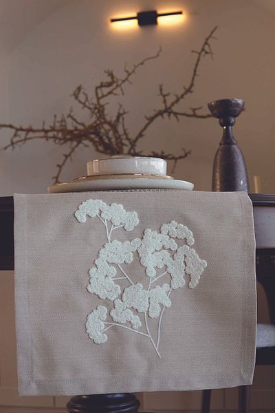 Pilloveland Runner Punch Κεντημένο και Λινό Look - 38*130 cm - Sakura