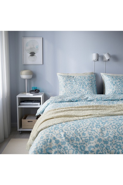 erorex Duvet cover and 2 pillowcases, white/blue, 240x220/50x80 cm