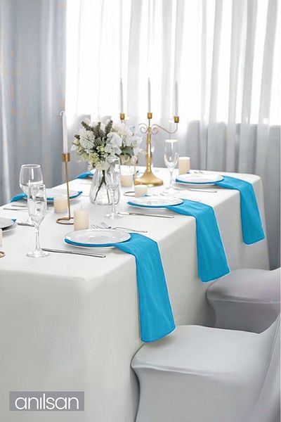 Anılsan Set of 6 Light Blue Napkins - 100% Cotton, 50X50Cm, Kitchen Cloth and Tableware Presentation Napkin
