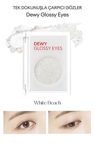 Missha ظلال العيون M Dewy Glossy Eyes مع نهاية رطبة ومظهر لامع (WHITE BEACH)
