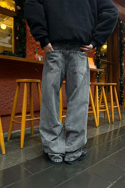 Flaw Wear Basic Gray Baggy Jeans