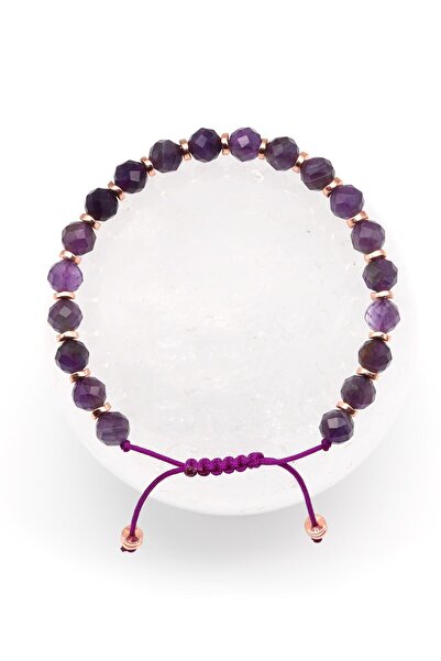 Alibaba Doğaltaş سوار محبوك من حجر الجمشت الطبيعي مكرميه قطع ذات جوانب