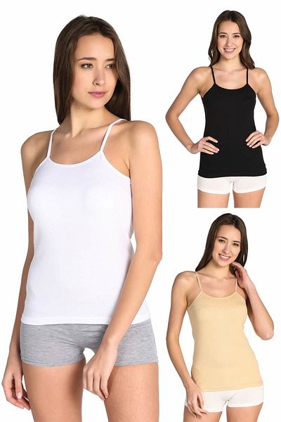 KEYAL Tutku 3 Pieces Women's White Cotton Ribbed Stringed Undershirt // 3 Pieces