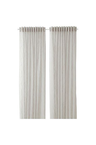 erorex Sheer curtains, 1 pair, with heading tape/grey, 145x300 cm