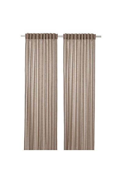 erorex Sheer curtains, 1 pair, with heading tape/beige, 145x300 cm