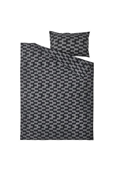 erorex Duvet cover and pillowcase, grey/black patterned, 150x200/50x80 cm