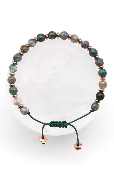 Sahra Moss Agate Natural Stone Macrame Knitted Bracelet