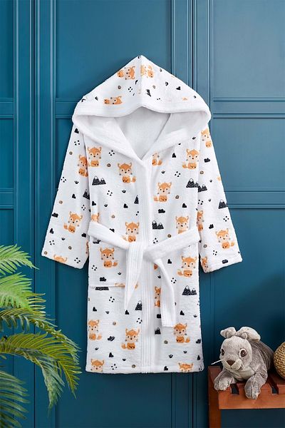 VEVİEN HOME Forest Fox Digital Printed Children's Bathrobe