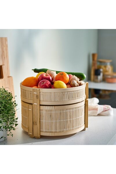 erorex Vegetable/fruit basket, set of 2, bamboo