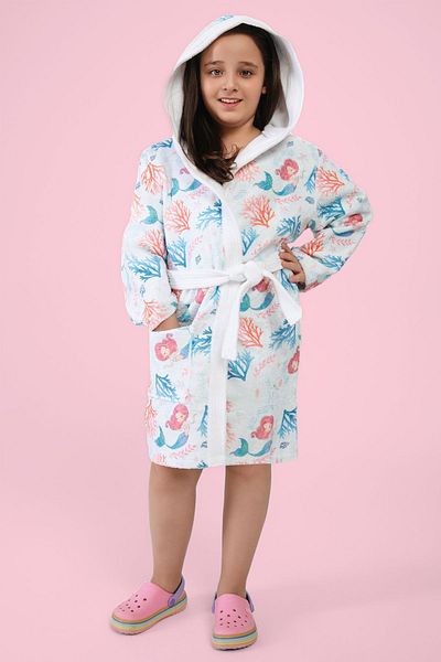 VEVİEN HOME Mermaid Digital Printed Children's Bathrobe