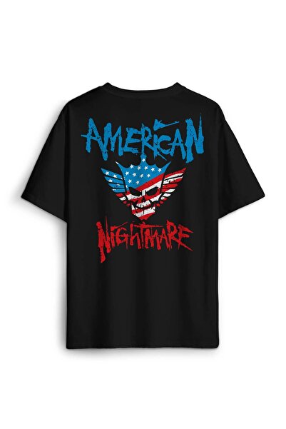 Kendim Seçtim Cody Rhodes American Nightmare Wwe Wrestling Gym Model - Tricou negru oversize unisex imprimat pe spate în față