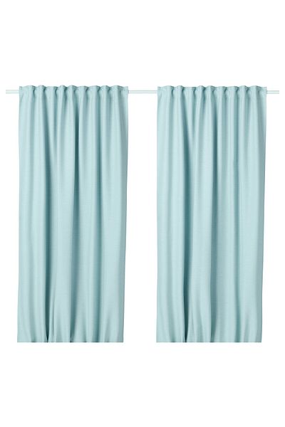erorex Room darkening curtains, 1 pair, with heading tape/white/turquoise, 145x300 cm