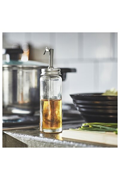 erorex Oil/vinegar bottle, clear glass/stainless steel, 16 cm