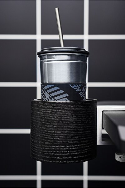 erorex Mug with lid and straw, black