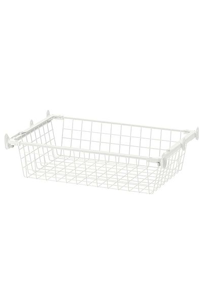 erorex Wire basket with pull-out rail, white, 60x40 cm