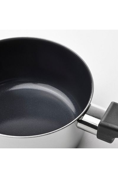 erorex Saucepan with lid, non-stick coating clear glass/stainless steel, 1 l