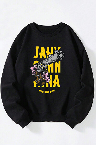 Anetos Jahy Gun Anna Unisex Fleece cu Guler Rotund Negru din Bumbac