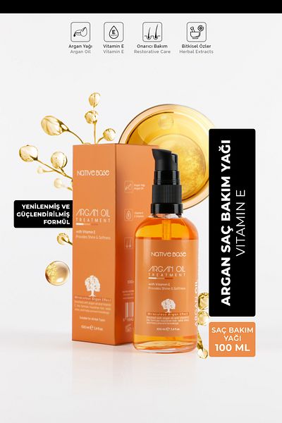 Native Base Argan Oil Intense Moisturizing and Nourishing for Dry and Fragile Hair 100 ml