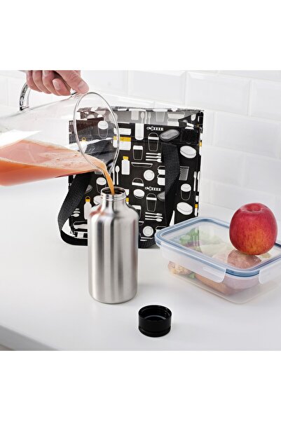 erorex Water bottle, stainless steel/black, 0.7 l