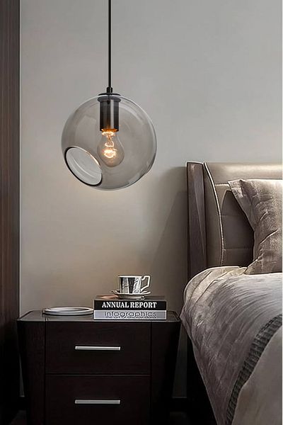 Uçar Modern 25 cm Diameter Smoked Glass Hotel Cafe Project Living Room Living Room Single Pendant Lamp Chandelier