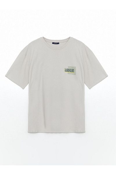 LC Waikiki New Season Crew Neck εμπριμέ χτενισμένο βαμβακερό ανδρικό Tisort - S5JE20Z8