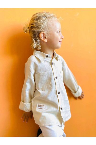 Tudekids Tude Kids New Season Boy's Shirt - Ecru Linen