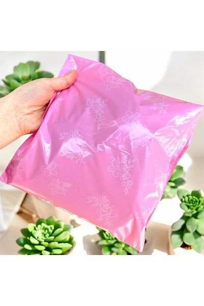 HUR-AY PACK White Flower Design Cargo Bag 25X37 cm 100 Pieces Without Pocket