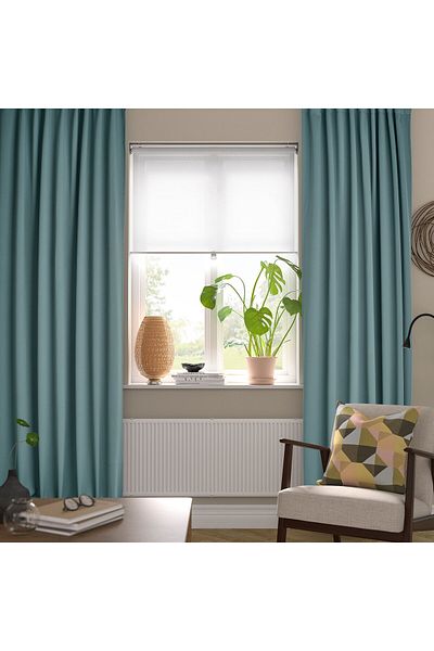 erorex Room darkening curtains, 1 pair, with heading tape/dark grey-turquoise, 145x300 cm