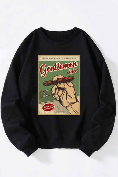 Anetos Φούτερ από βαμβακερό μαύρο μπλουζάκι με λαιμόκοψη Gentlemen Clup Unisex