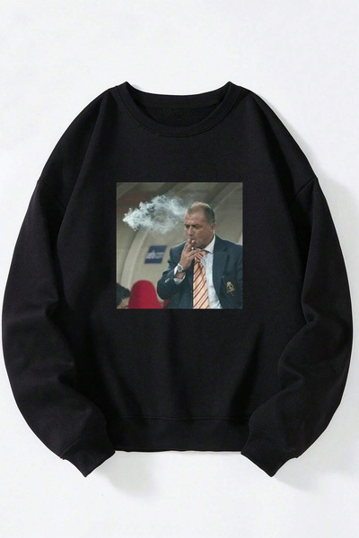 Anetos Hanorac unisex din bumbac negru cu guler rotund Imperator Fatih Terim